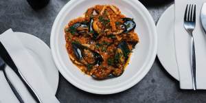 Fregola,calamari and mussels. 