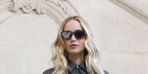 Actress Jennifer Lawrence poses for photographers upon arrival at the Dior ready to wear Fall-Winter 2019-2020 collection.