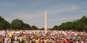 The Million Mom March in Washington DC in 2000. Peters was one of the rally's first backers,and is still active in US gun reform.