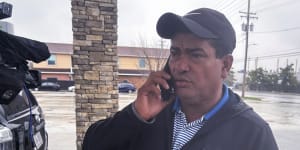 Carlos Suazo Sandoval speaks with a reporter on the phone about his younger brother,Maynor Yassir Suazo Sandoval,who was working on the bridge at the time of its collapse. 