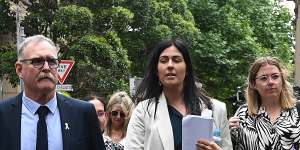 Steven Tougher’s father Jeff,sister Jess and wife Madison arrive at the Supreme Court on Thursday.