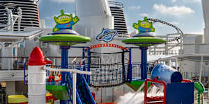 The Toy Story-themed kids water play area.