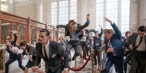 Euphoria features bank workers breaking into wild dance.