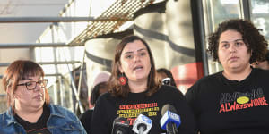 Crystal McKinnon (left) and Meriki Onus were charged with breaching COVID rules by organising a Black Lives Matter rally in June 2020.