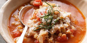 La sfarrata - a thick and golden winter soup served with chilli oil.
