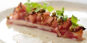 Yellowfin tuna,guanciale and fermented peas is the go-to dish.