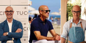 Stanley Tucci’s commitment to blue and white is guiding men’s summer wardrobes.