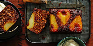 Helen Goh's upside-down pear and parkin loaf cake