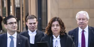 Surgeon Munjed Al Muderis arrives with barrister Sue Chrysanthou SC for the defamation case against Nine at the Federal Court in Sydney on September 4.