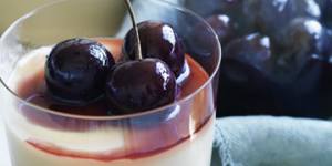 Cherries and butterscotch pudding.
