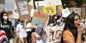 School students protesting for climate action earlier this year. The Greens want to give 16 and 17 year olds the vote.