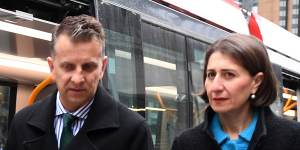 Transport Minister Andrew Constance,pictured with Premier Gladys Berejiklian,has said his priorities are the first stage of Parramatta's light rail line and a new metro line.