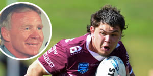 Zac Fulton is the grandson of Manly legend Bob Fulton (inset).