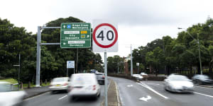 Motorists on Moore Park Road in Paddington. Labor’s roads spokesman John Graham said there had been a significant increase in fines for low-range speeding offences up to 10 km/h over the limit.