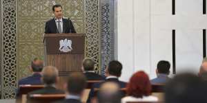 Syrian President Bashar al-Assad addresses Parliament in Damascus last week.