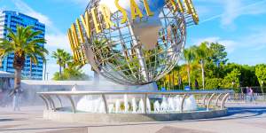 Universal Studios’ iconic globe at the main entrance.