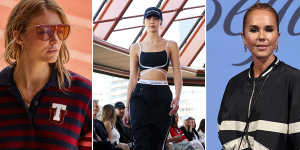 New season cropped polo-tops from The Upside signal a move beyond sport-focused clothing;Aje Athletica on the runway at the Sydney Opera House in August;PE Nation co-founder Pip Edwards at the David Jones season launch in Sydney on February 20.