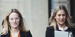 Investigative journalist Charlotte Grieve (left) outside the Federal Court.