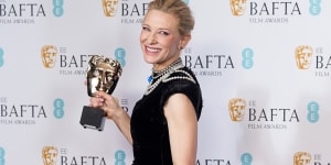 An emotional Cate Blanchett wins best actress at the BAFTAS for Tar