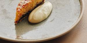 Bakewell tart with Davidson plum. 