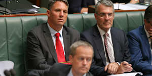 Richard Marles and Mark Dreyfus – pictured in 2016 – entered parliament in 2007,are in the same faction and are from the same state. Yet Marles still played a part in Dreyfus’ removal as attorney-general.