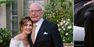Rupert Murdoch and Elena Zhukova during their wedding ceremony at his vineyard estate California on June 1. 