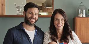Jacinda Ardern and her partner Clarke Gayford with their daughter Neve in August 2018.