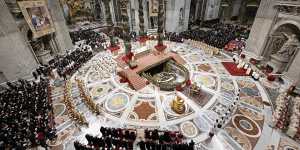 A view of St Peter’s Basilica during Francis’ address on Christmas Eve.