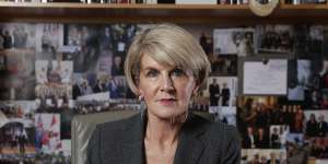 Foreign Affairs Minister Julie Bishop in her office at Parliament House in Canberra on Monday.