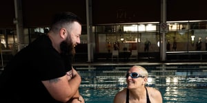 Tim Murray taught Sue Cato to swim as an adult at the National Centre of Indigenous Excellence in Redfern,Sydney.