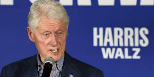 Former President Bill Clinton speaks at a campaign event supporting Democratic presidential nominee Vice President Kamala Harris Wednesday,Oct. 23,2024,in Peoria,Ariz. (AP Photo/Ross D. Franklin)