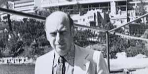 From an era when a gentleman dressed for the cricket,Duncan Fine’s father,Dr Ronald Fine,c1975.