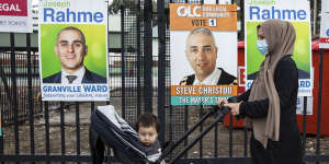 A woman turns up to the Merrylands East public school to vote in the recent council elections.
