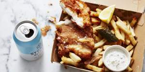 Battered Murray cod and chips from Charcoal Fish,Rose Bay.