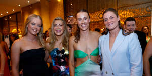 Lauren Butler,Sarah Rowe,Jordyn Allen and Brianna Davey of the Magpies at the W Awards on Monday evening.