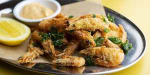 Fried school prawns trigger memories of Sunday lunches at Sean's Panaroma in Bondi Beach.