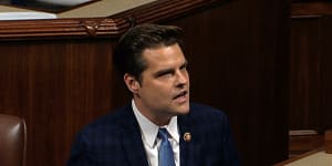 Republican Matt Gaetz speaks as the House of Representatives debates the articles of impeachment against President Donald Trump.