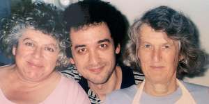 Katerina Clark with Miriam Margolyes,left,and Jaroslav,a music student from Yale University,at her home in Hamden,Connecticut.