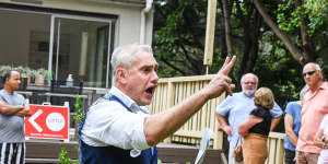 Auctioneer Tom Panos at a three bedrooom property in Lane Cove on Saturday sold for $500,000 above the reserve price.