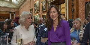 Queen Consort Camilla and Tasmania-born Denmark Crown Princess Mary at the event as part of the UN 16 days of Activism against Gender-Based Violence,in Buckingham Palace on November 29.