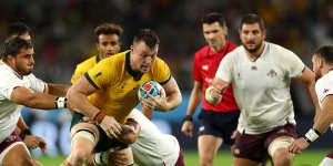 Jack Dempsey playing for the Wallabies at the 2019 Rugby World Cup.