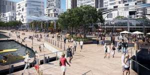 An artist's impression of the current Fish Market area,to be redeveloped as the Bays market district and promenade.