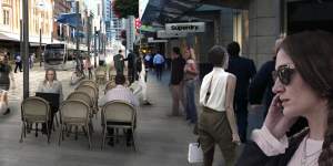 An artist's impression of George Street next to the QVB without trees.