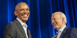 Barack Obama (left) has come out supporting Joe Biden after his disastrous debate performance. The pair are pictured in March.