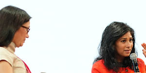 Economist Gita Gopinath speaks at the Indiaspora Forum.