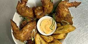 Cuban wings,plantain chips and voodoo mayo.