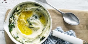 Mash hit:mashed potato swirled with butter and kale.