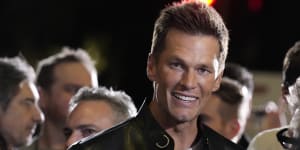 Tom Brady,a cast member and producer of 80 for Brady,on the red carpet at the premiere of the film on January 31.