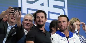  Mark Whalberg with F45 CEO and co-founder Adam Gilchrist at the NYSE float last year.