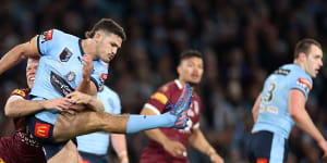 Nathan Cleary was hounded by Queensland every time he kicked in Origin I.